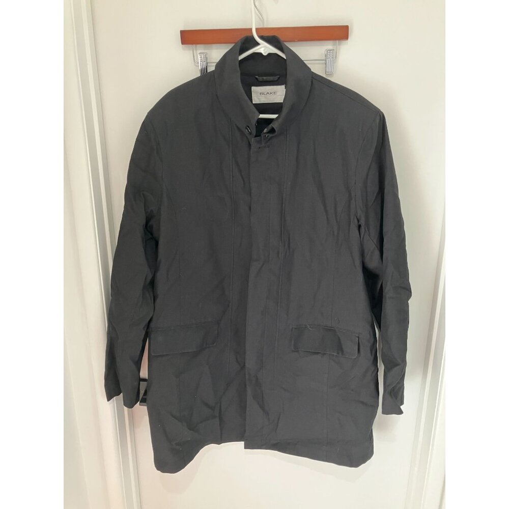 Blake Men's Full Zip and Button Closure Overcoat, Black, Size 44L